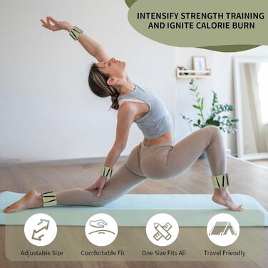 Ваги для зап'ястя та щиколоток FENIXFIT для жінок. Набір 2 шт. для силових тренувань, бігу, йоги, пілатесу (зелені)