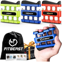 FitBeast Fingerkrafttrainer: Набір для тренування пальців, 4 шт. (3 шт.) – для музикантів, скелелазів, покращення сили та вправності