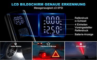 Портативна акумуляторна повітряна помпа для велосипеда - Hofeny, компресор, LED-ліхтар, для авто та мотоцикла