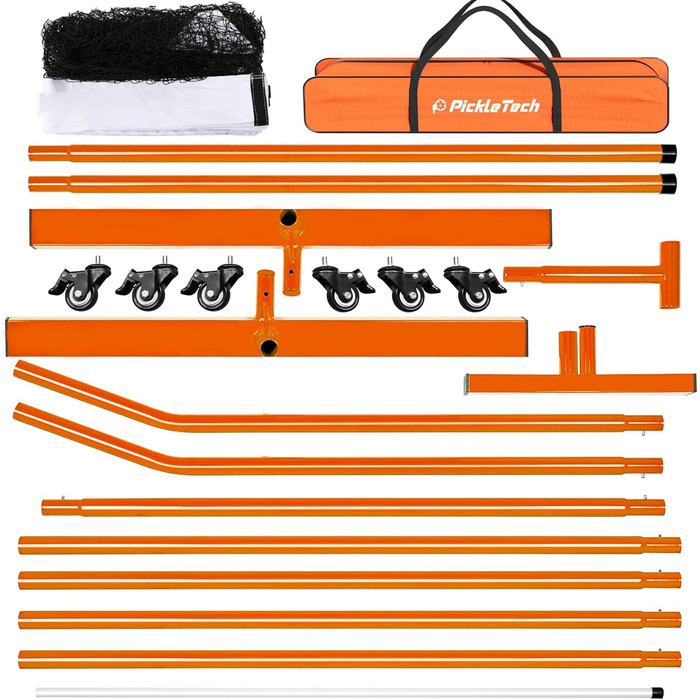 Мобільна сітка для піклболу PICKLETECH 6.7 м - Сітка для піклболу з колесами - Відповідає стандартам USAPA - Для гри в приміщенні та на вулиці - З сумкою для перенесення