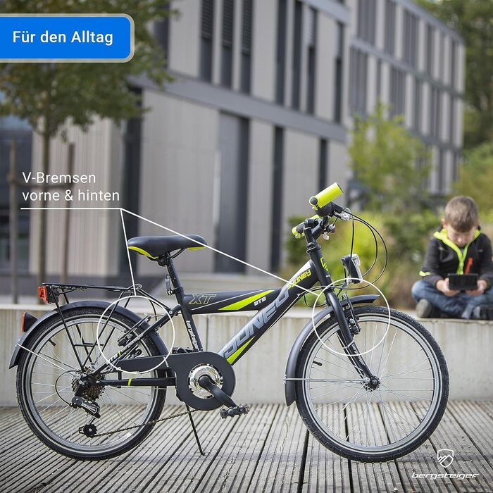 Дитячий велосипед Bergsteiger Sydney 20/24 дюймів, 6-ступенева Shimano, динамо-освітлення, для хлопчиків 6-9 років, StVZO
