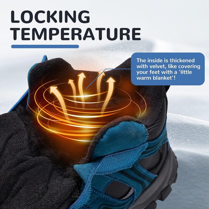 Дитячі зимові черевики ASHION для хлопчиків та дівчаток, снігоступи, теплі, з підкладкою, трекінгові черевики (33 EU, небесно-блакитний)