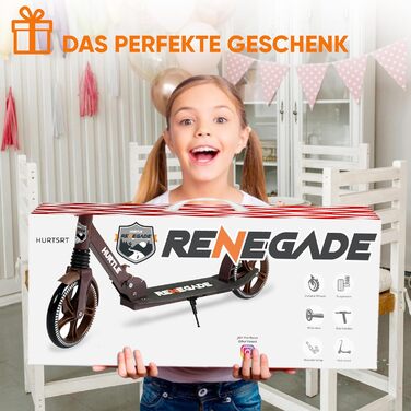 Міський ролер Hurtle Roller Kinder 10 років – складаний та регульований за висотою (84–98 см), самокат для дітей та дорослих з підставкою, з ремінком, до 100 кг (Royalbaum)