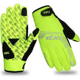 Фетровий велосипедний рукавиця FDX для чоловіків - вітронепроникні та водовідштовхувальні, теплі, з гелевою підкладкою, підтримка сенсорного екрану, неслизьке зчеплення, для велосипедів, MTB та електровелосипедів, жовті, XL