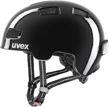 Дитячий велосипедний шолом Uvex HLMT 4 Reflexx, легкий, з LED-підсвіткою, індивідуальне регулювання розміру, 55-58 см, чорний