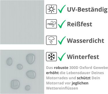 REVALA® Захисний чохол для мотоцикла Outdoor & Indoor | Водонепроникний гараж для мотоцикла | Міцний чохол для скутера | Стійкий до спеки + сумка | 225x100x125 см