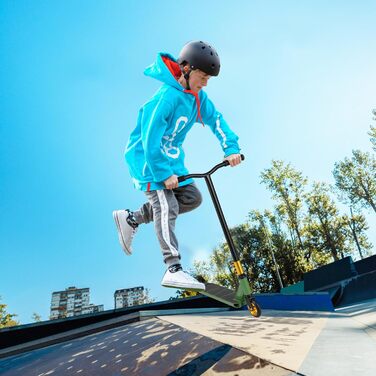 COSTWAY Стантер скутер з 360° поворотом, колеса 110 мм PU, підшипники ABEC-7, алюмінієва дека, вантажопідйомність 100 кг, для дітей від 10 років (зелений)