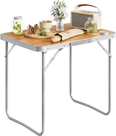 Складаний туристичний стіл Woltu для пікніка, пляжу та відпочинку на природі, 70x50x60 см (Alu & MDF)