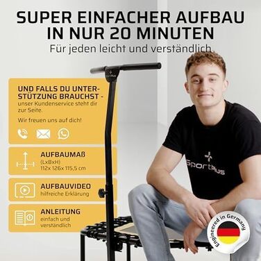 Трамплін для фітнесу SportPlus з тихим гумовим пружинним механізмом, до 130 кг, турквіс, не складається