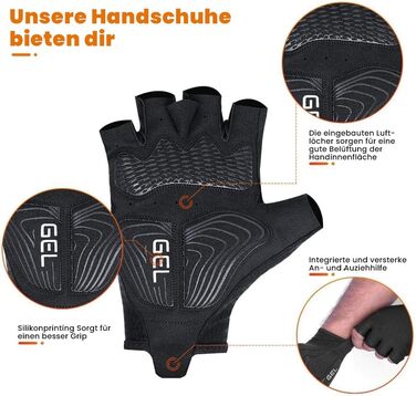 Велосипедні рукавички літні для чоловіків та жінок – дихаючі рукавички з гелевою підкладкою для MTB, шосе та трекінгу, чорно-білі