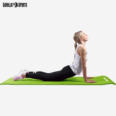 Йога мат GORILLA SPORTS® 190x100x1.5 см з ручним ременем, антислизька, без фталатів, для фітнесу та тренувань