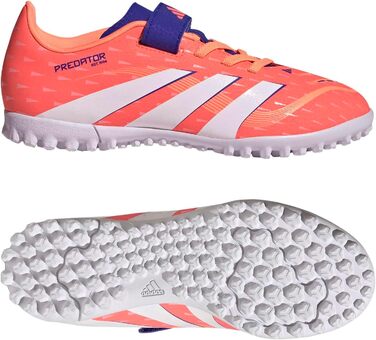 Дитячі футбольні бутси adidas Predator Club Turf для штучного поля, унісекс, розмір 21.5 см, колір: кораловий/білий/оранжевий