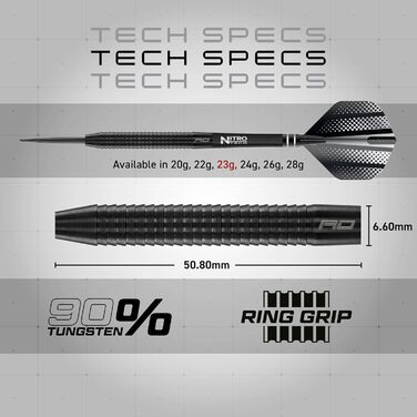 Дарти сталеві Red Dragon Razor Edge Black 23г з пір'ям та стеблами (Тунгстен, професійні)