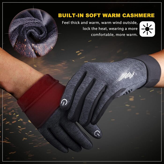 Зимові терморукавички SIMARI для чоловіків та жінок, сенсорні велосипедні рукавички, антиковзаючі, вітронепроникні для холодної погоди, для водіння, їзди на велосипеді, катання на лижах, роботи та активного відпочинку на вулиці. SMRG102, 102-Grey S