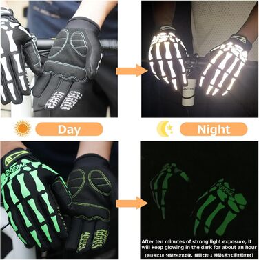 Рукавички для велосипеда Azarxis MTB чоловічі/жіночі, зимові, вітронепроникні, для катання, трекінгу, бігу, чорні (5 пальців), XL, відбивачі