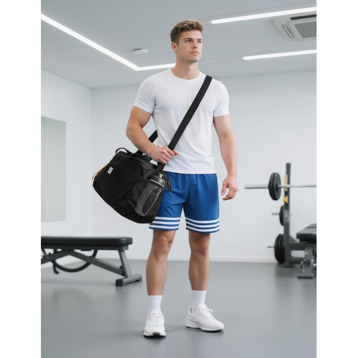 Спортивна сумка SKYSPER 35L з відділенням для взуття та мокрих речей - для фітнесу, тренувань, подорожей, чорна