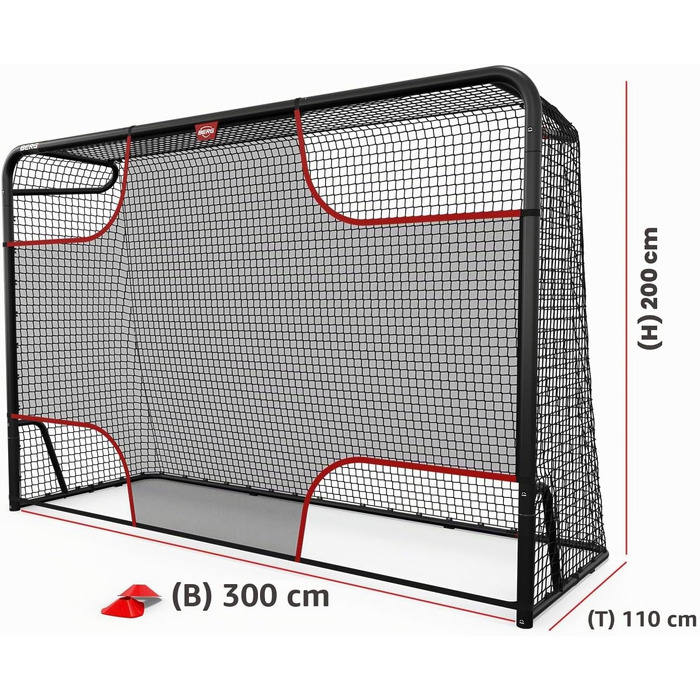 Футбольні ворота BERG SportsGoal для саду та тренувань, металеві стійкі ворота з прецизійною сіткою, всепогодні, для дітей та дорослих (Розмір L: 300x200 см)