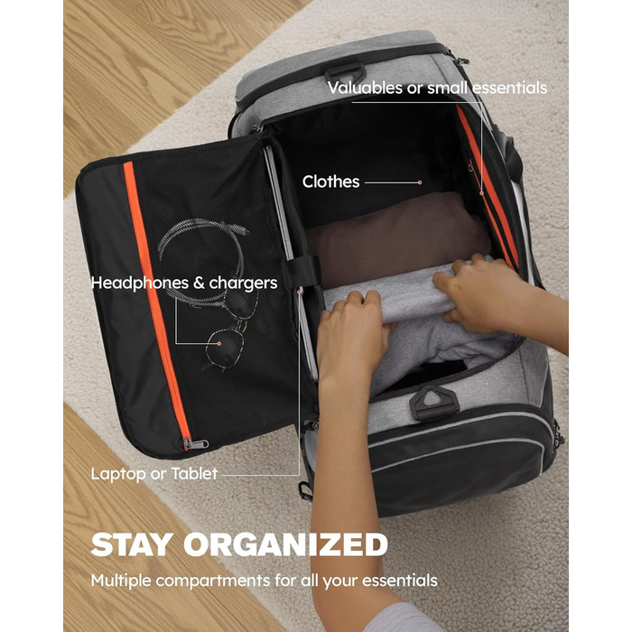 Спортивна сумка Tolaccea: велика містка сумка-рюкзак з відділенням для взуття та мокрих речей. Ідеальна для тренувань, подорожей, басейну, сауни, футболу (для чоловіків та жінок)