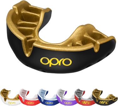 Захисна капа OPRO Gold для боксу, MMA, хокею, лакросу, контактних видів спорту, чорна/золота, для дітей до 10 років