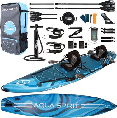 Надувна SUP-дошка Aqua Spirit 2024, комплект з веслом, рюкзаком і насосом, розміри 320x81x15 см / 457x91x15 см, для дорослих початківців та експертів, 2 роки гарантії