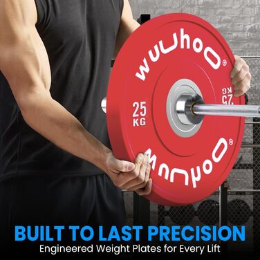 wuuhoo® Pro Competition Bumper Plates Zane – Преміальні олімпійські бамперні диски 50 мм для професійних тренувань, вулканізована сталева втулка