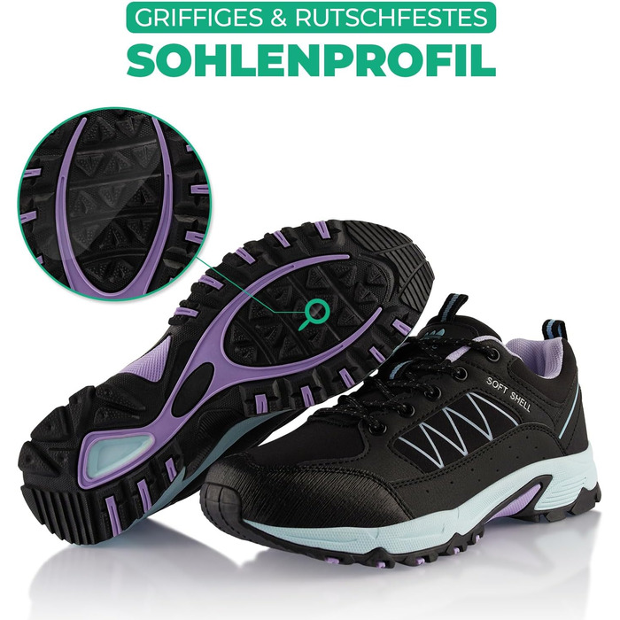 Черевики для туризму та трекінгу Softshell, жіночі та чоловічі, чорно-білі (39 EU)