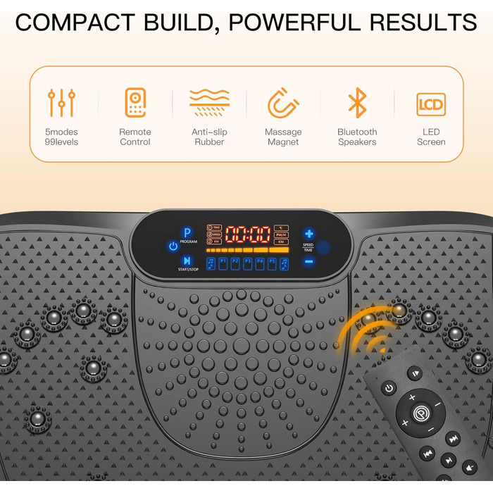 Платформа для вібраційного тренування Dripex, 3D, 99 рівнів, 5 програм, Bluetooth, стрічки, чорна