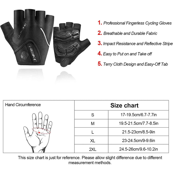 Велосипедні рукавички Inbike Habfinger з вентиляцією, антиковзаючі, амортизуючі, для гірського велосипеда, чоловічі/жіночі, літні, для велоспорту, MTB (Чорний, M)