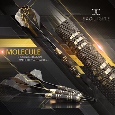 Набір дротиків Profi Stahl Spitze (6 шт) 22г, з латунними стволами, алюмінієвими шафтами (35/48мм) та польотами, точилка для дротиків