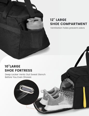 Спортивна сумка SKYSPER 35L з відділенням для взуття та мокрих речей - для фітнесу, тренувань, подорожей, чорна