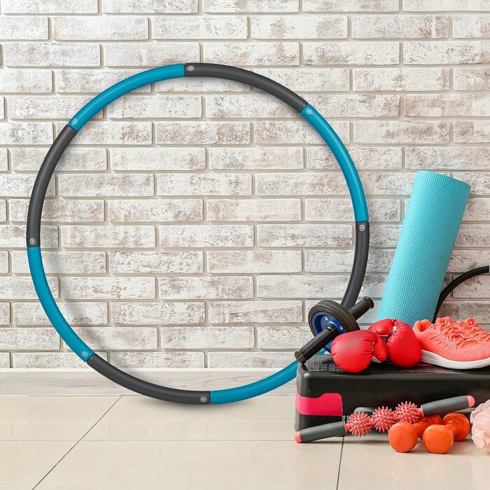 Фітнес обруч Hula Hoop 90 см, для схуднення та тренування преса, розбірний, синьо-сірий, для дорослих