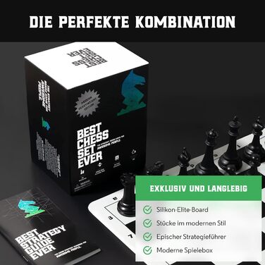 Професійний шаховий набір Best Chess Set Ever 3X з утяжеленими фігурами Staunton (король 10,3 см), силіконовою двосторонньою складною дошкою 50x50 см, для турнірів, дорослих і дітей