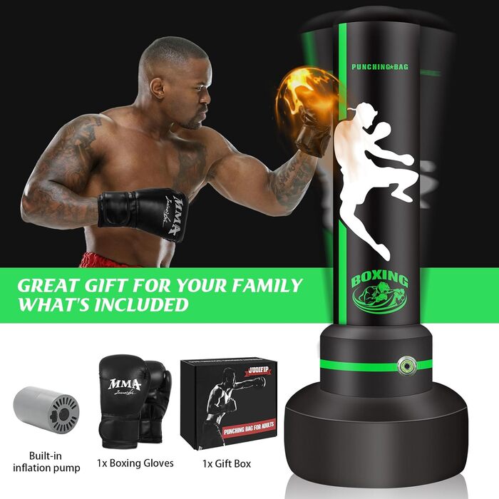 Боксерський мішок на стійці 70'' з рукавичками для дорослих, підлітків та дітей. Ідеально для боксу, кікбоксингу, MMA, муай-тай, таеквондо та фітнесу.