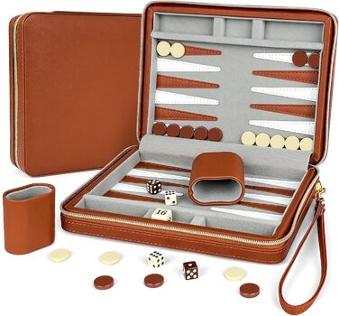 Набір для гри в нарди Lohofrnny, переносний, класичний, для дорослих та дітей (колір: коричневий)