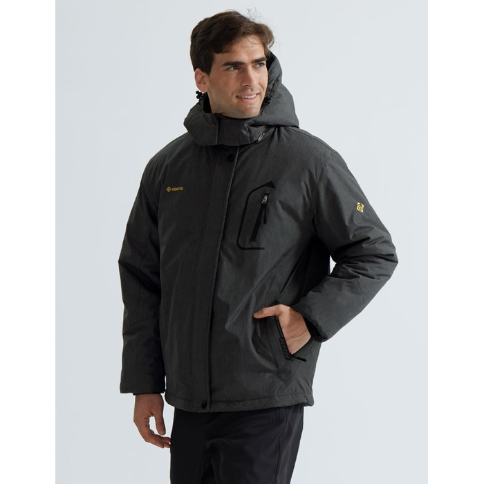 Куртка GEMYSE для чоловіків, водонепроникна, вітронепроникна, з підкладкою, зимова, з капюшоном, для спорту, відпочинку, активного відпочинку, графітово-сіра, XXL