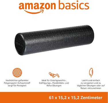 Amazon Basics Високощільний поролоновий ролик для фітнесу 60 см, чорний