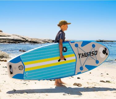 Дитяча надувна SUP-дошка THURSO SURF Wunderkind 228×76×10 см, двошарова, з веслом із карбоновим держаком, 3 плавниками, шнурком і рюкзаком, бірюзова