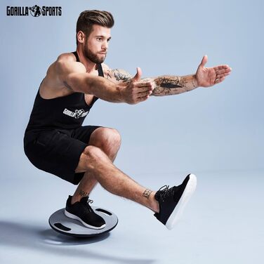 Балансборд GORILLA SPORTS® Ø 40 см, до 110-180 кг, дерево/пластик - для рівноваги, терапії, тренувань, для дітей та дорослих, з ручками