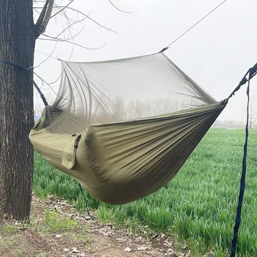 Гамак з москітною сіткою та тентом, Outdoor гамак, вантажопідйомність 300 кг, набір для кемпінгу, подорожей, біваку, ультралегкий комплект 275x140 см