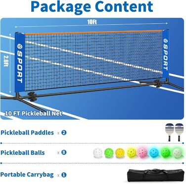 Набір для піклболу: сітка, 2 ракетки, 8 м'ячів, сумка - для дітей та початківців