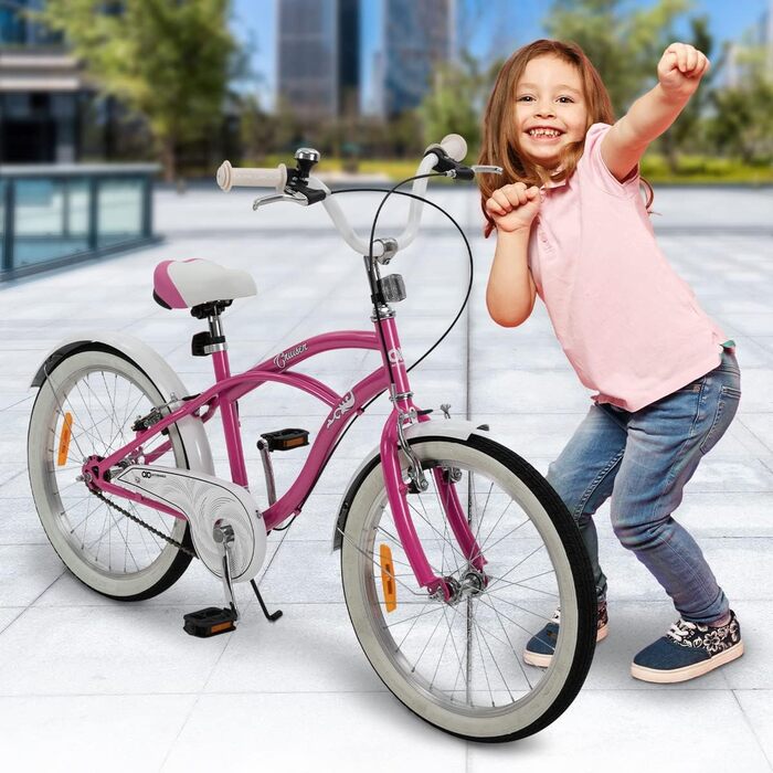 Дитячий велосипед Actionbikes Cruiser 20 дюймів з крилами, дзвіночком і відбивачами, для хлопчиків і дівчаток 6-9 років