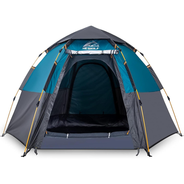 Намет для кемпінгу HEWOLF Pop Up 2-4 особи з тамбуром, Ultralight, сімейний, швидкорозкладний, армійний зелений