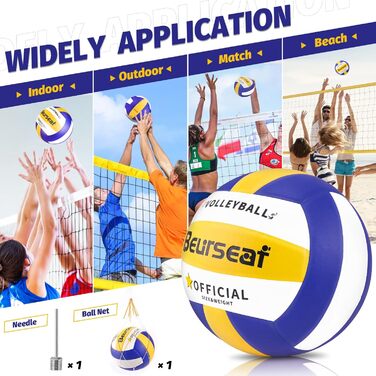 Volleyball Beurseaf: м'який дотик, пляжний волейбол, розмір 5, блакитний & жовтий