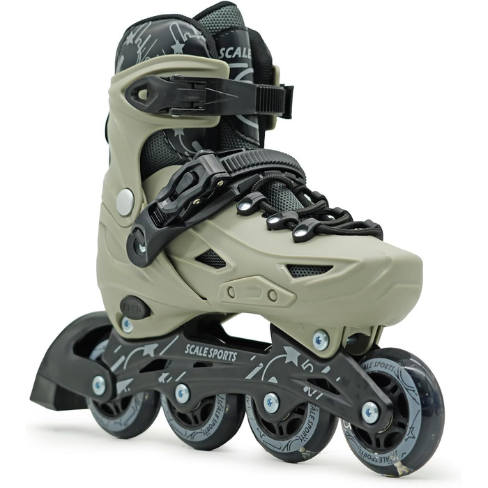 Регульовані ролики з підсвічуванням - дитячі ролики для інлайнів для дітей та дорослих S (11C-1.5 UK) сірі