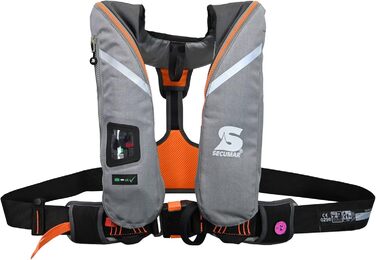 Автоматичний рятувальний жилет Secumar Survival 220 з ременем, світло-сірий/сірий/помаранчевий