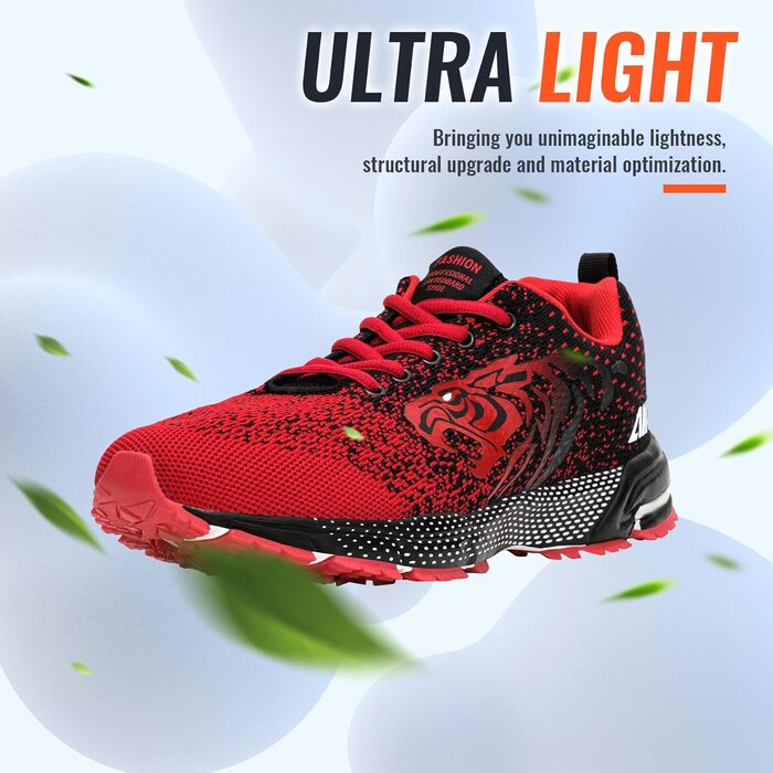 Чоловічі кросівки ASHION для бігу та занять спорту: дихаючі, легкі, червоні (46 EU)