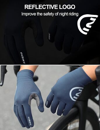 Велосипедні рукавички Inbike MTB зимові, 2 пальці, сенсорний екран, теплі, вітронепроникні, дихаючі, антиковзні, для велоспорту, лиж, катання на сноуборді, IHC701 (Синій, XL)