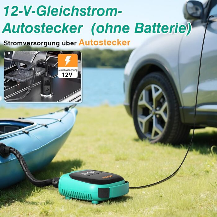 Електричний насос для SUP AGPTEK 20 PSI: автоматичне вимкнення, 12V, для надування та здування SUP-дошок