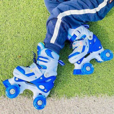 Дитячі ролики 4 розмірів, регульовані, для дівчаток та хлопчиків, блакитні (23-27 EU)