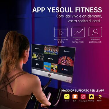 YESOUL G1M Plus: Електричний велотренажер з екраном 21.5' FHD, магнітний опір та функцією streaming